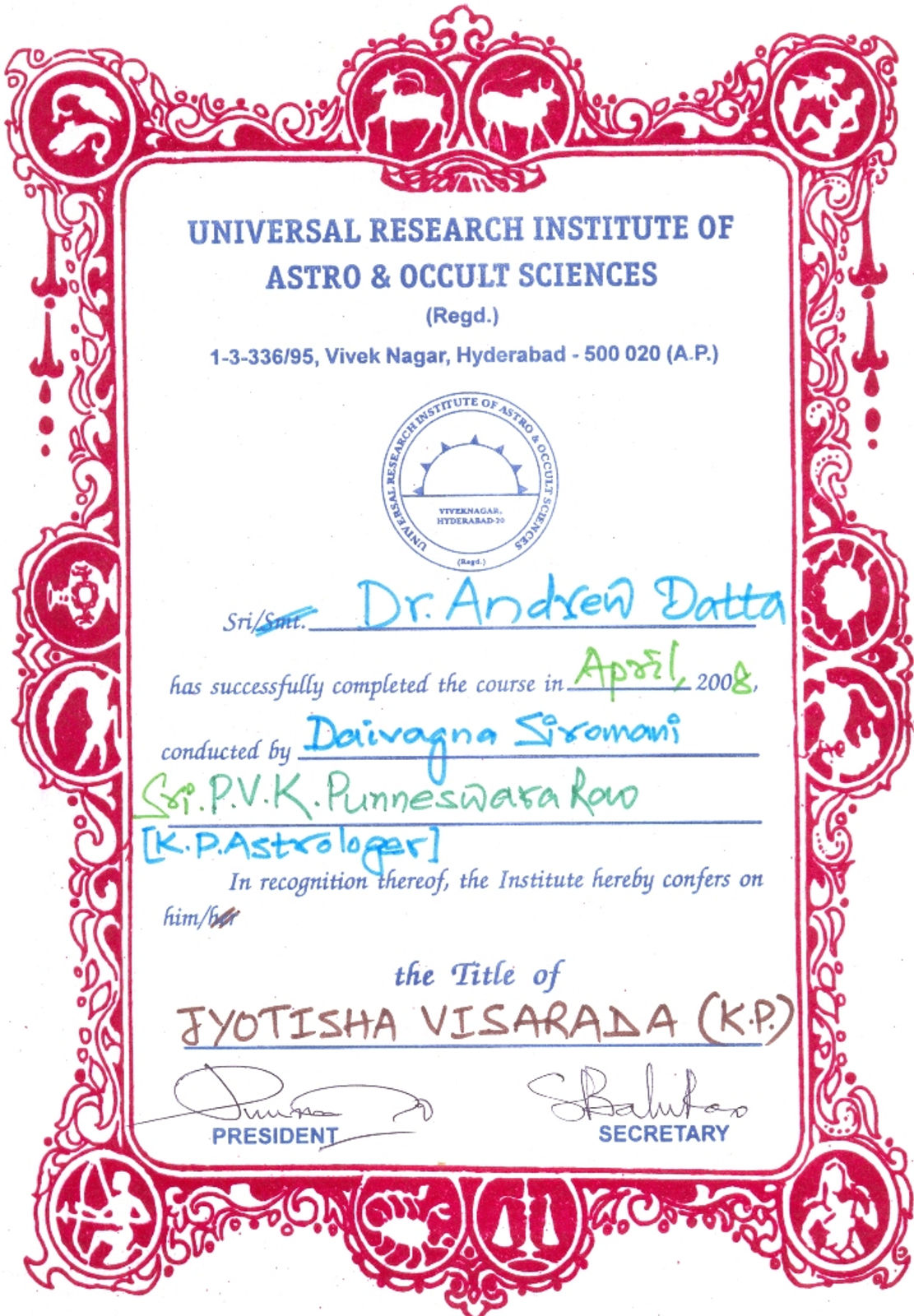 Jyotisha Visarada (KP)